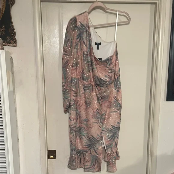 Aidan Mattox | Dresses | Aidan Mattox One Shoulder Pink And Green Dress |  Poshmark